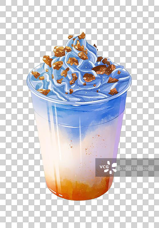 夏日饮品雪山芒果奶茶插画免扣图形图片素材