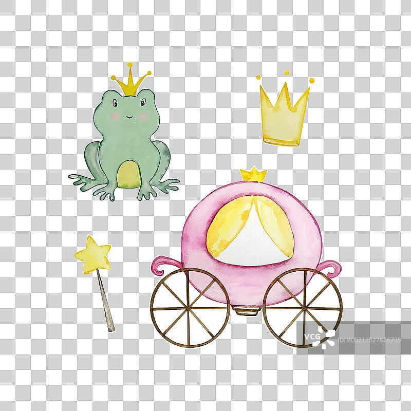 水彩童话系列可爱的青蛙公主图片素材