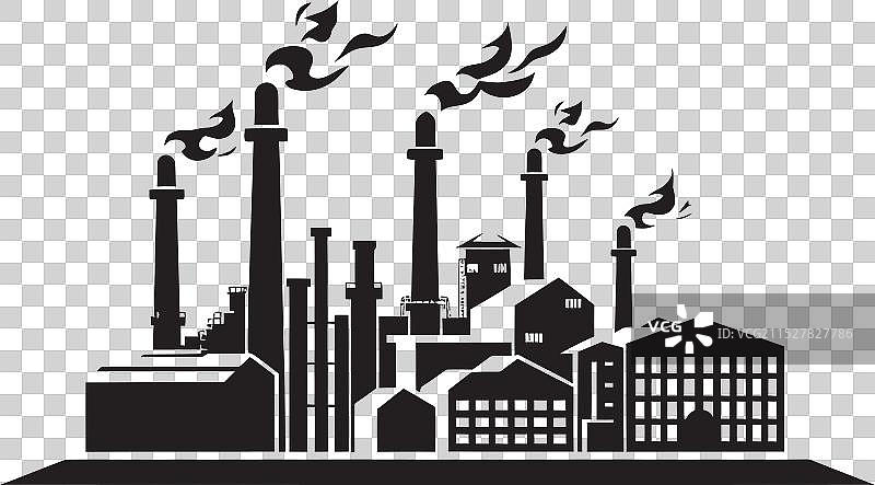 雾霾信号图形和图标组合工厂图片素材