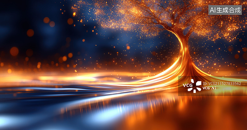 【AI数字艺术】梦幻黄金树摇钱树发财树图片素材