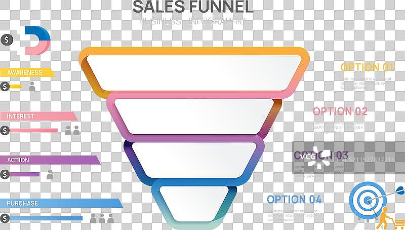 信息图表销售漏斗图标签模板图片素材