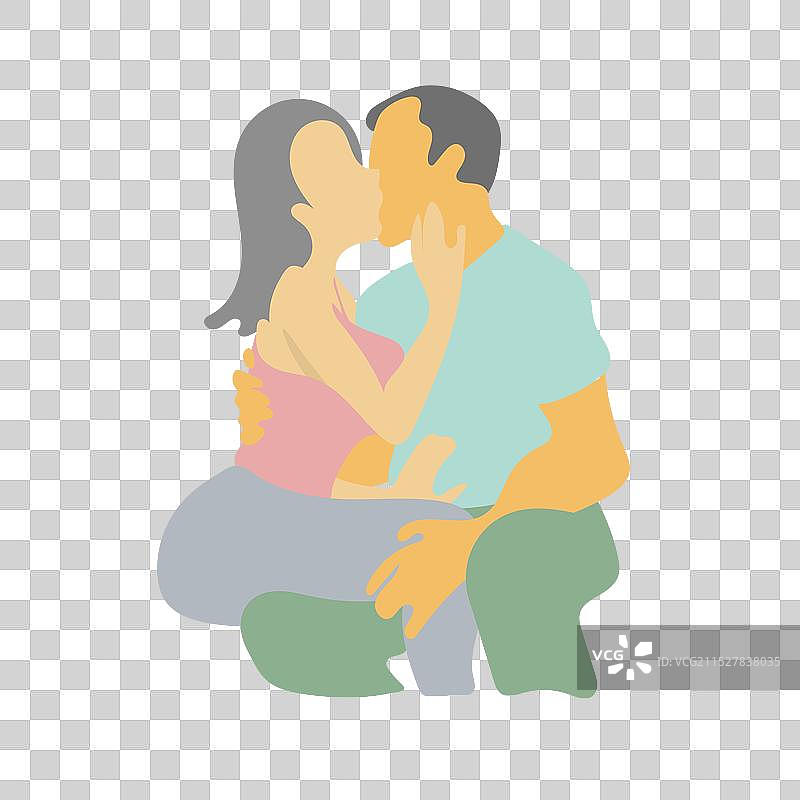 两个人相爱，互相亲吻图片素材