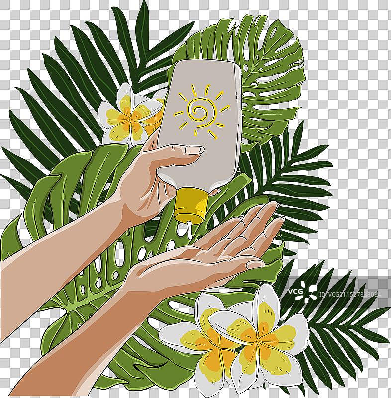 涂抹防晒霜图片素材