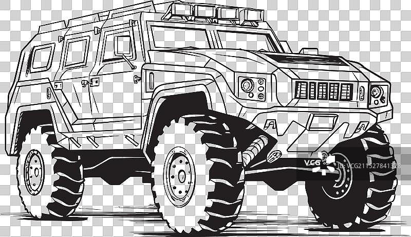 焦灼沙漠中的军事车辆图标设计图片素材