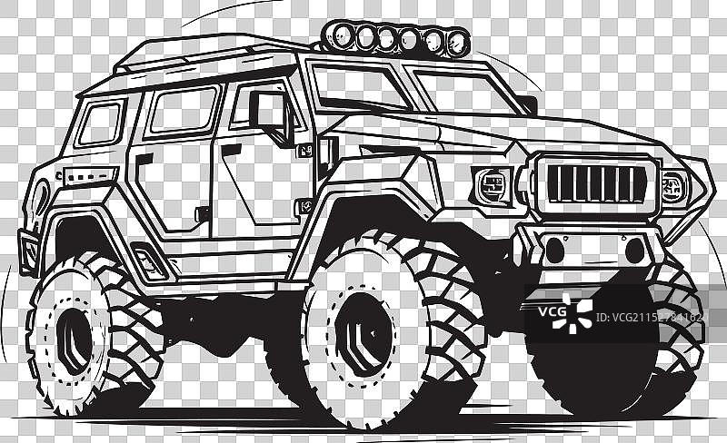 撒哈拉扫荡标志，特色沙漠军用车辆图片素材