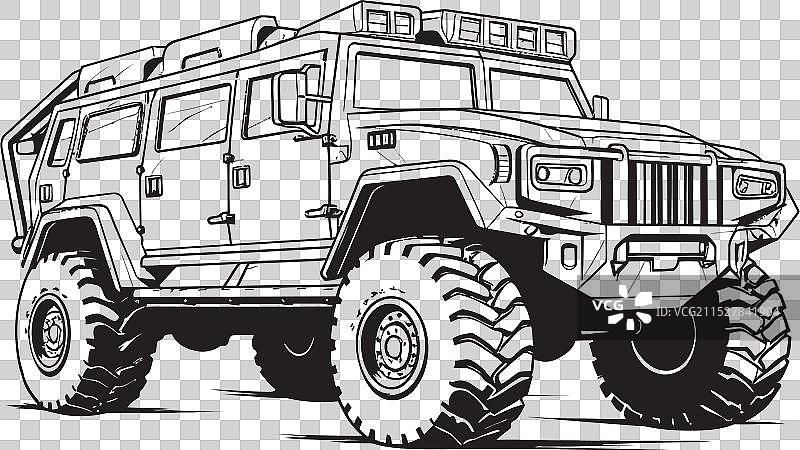 沙漠部署中的军事车辆徽章图片素材