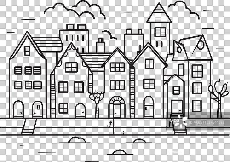 市中心涂鸦简单线条绘图标志设计图片素材