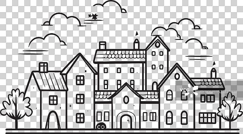 城市轮廓的马赛克图标图片素材