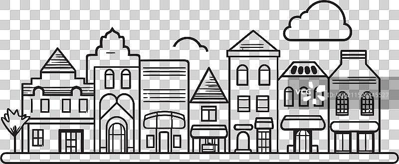 城市景观的天际线示意图标图片素材