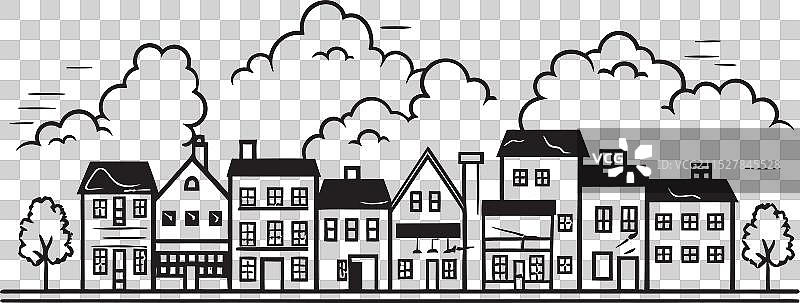 城市团结简单线条绘制的标志设计图片素材