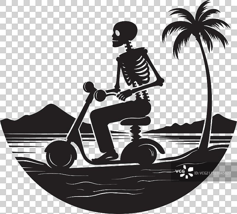 骷髅沙滩滑板车海滩标志海边图片素材
