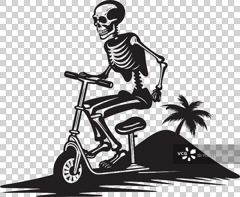 骷髅滑板车海边沙滩滑板车图标图片素材