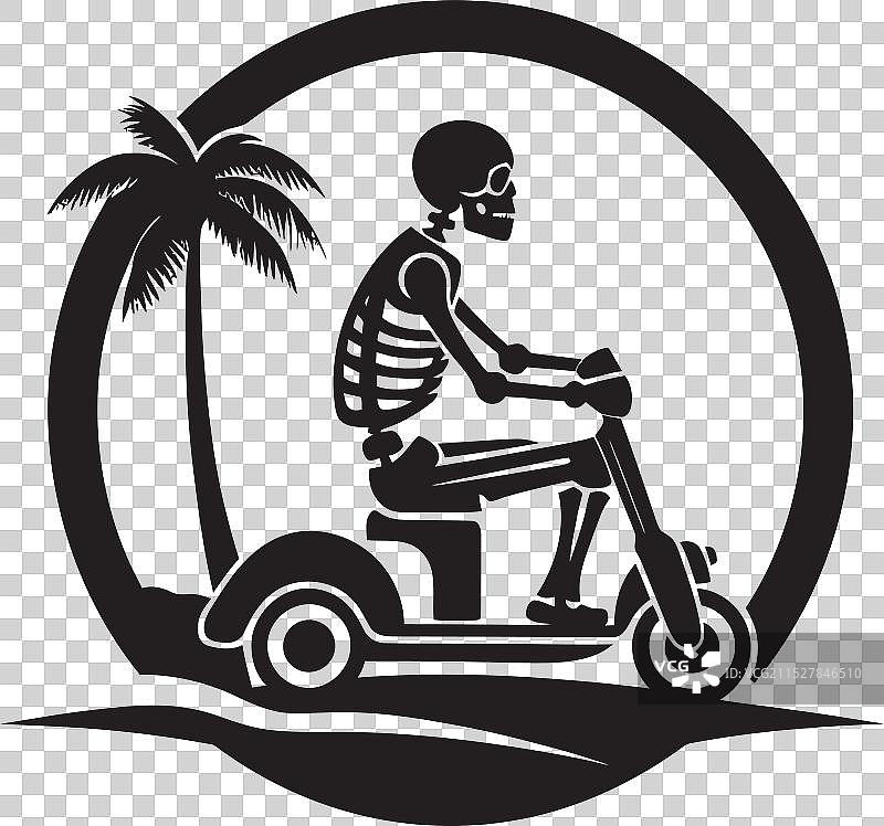 海边骷髅游轮的沙滩滑板车标志设计图片素材