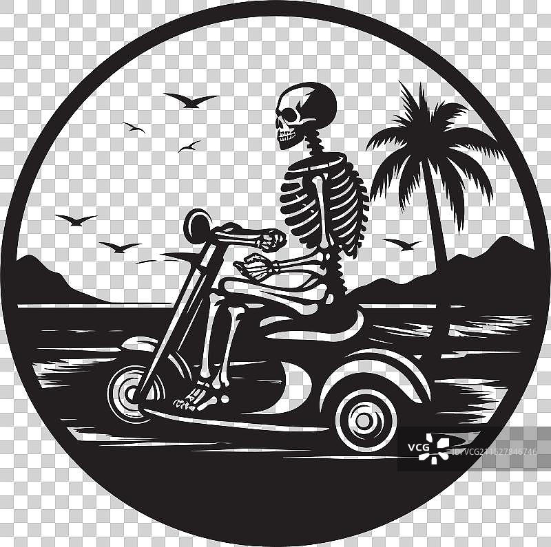 海边骷髅游轮设计的沙滩滑板车图片素材