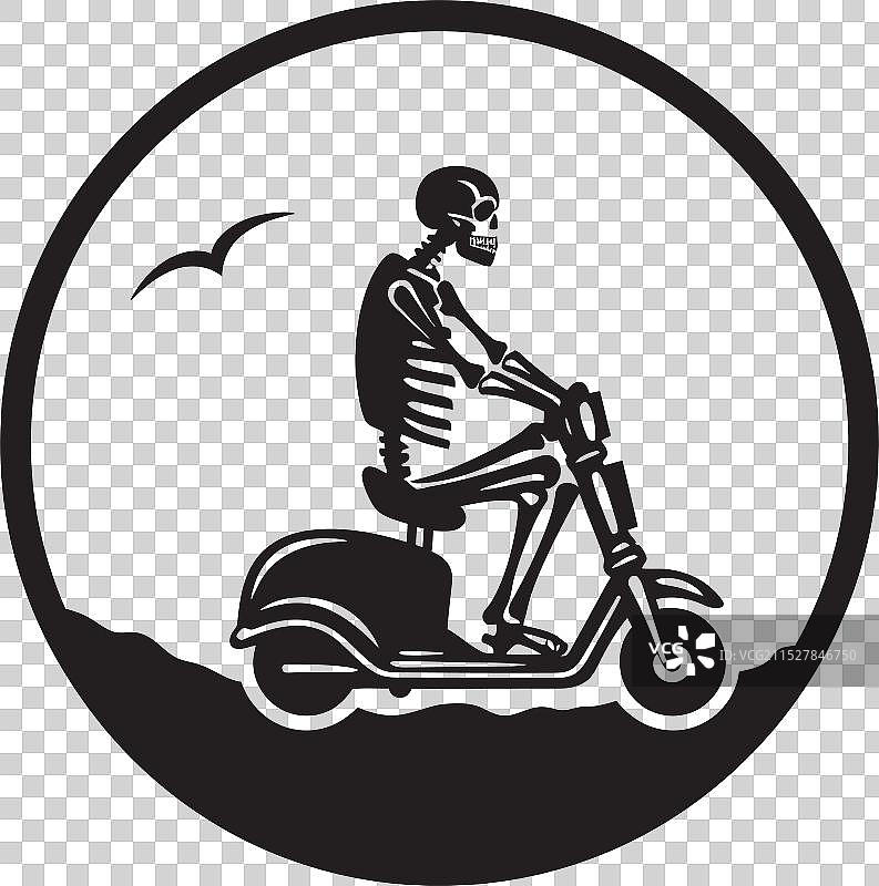 滑行的骷髅骨架滑板车图标设计图片素材