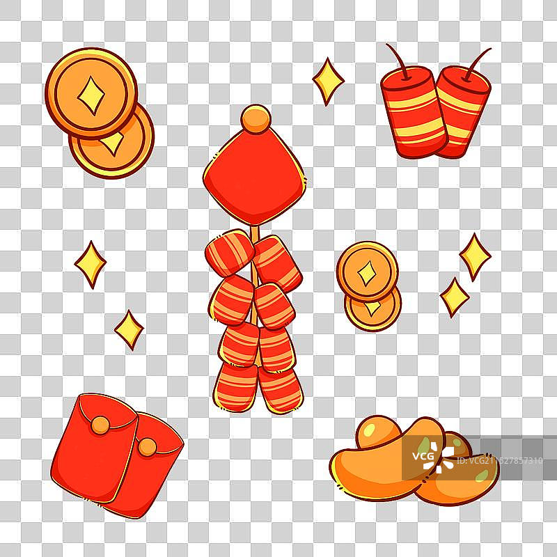 手绘新年元素插画图片素材