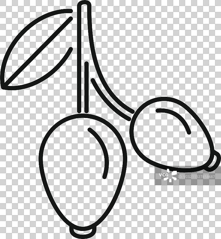 海棠果树枝与生长的浆果图标图片素材