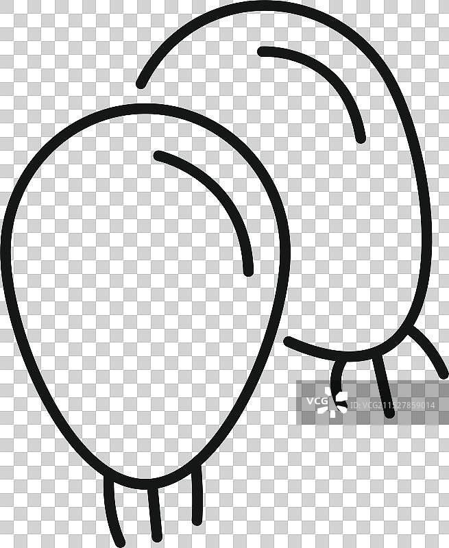 两个气球在天空中漂浮，系着绳子。图片素材