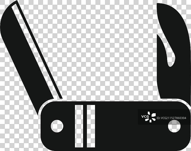 折叠口袋刀打开，配有锋利刀刃图片素材