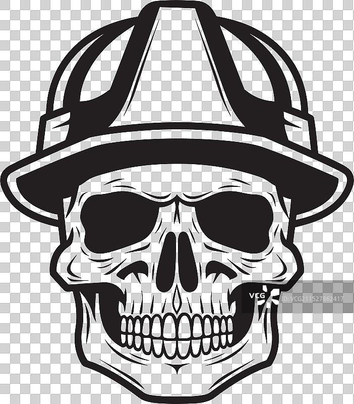 骷髅建筑守护者工人安全标志图片素材