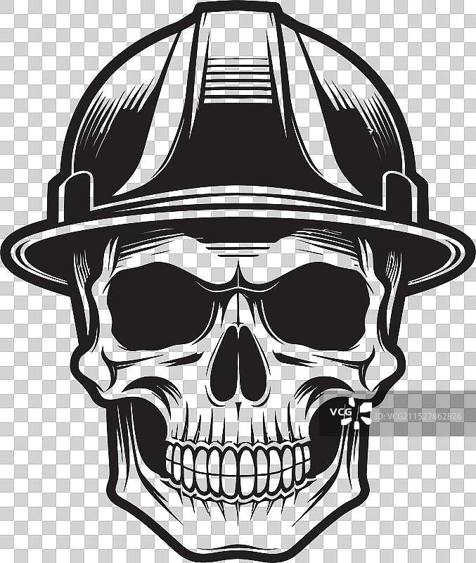 头盔中的硬帽守护者骷髅标志图形图片素材