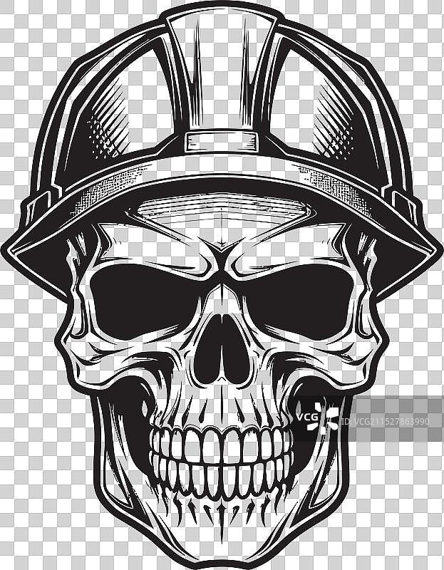 建筑工地上的标志性骷髅硬帽守卫图片素材