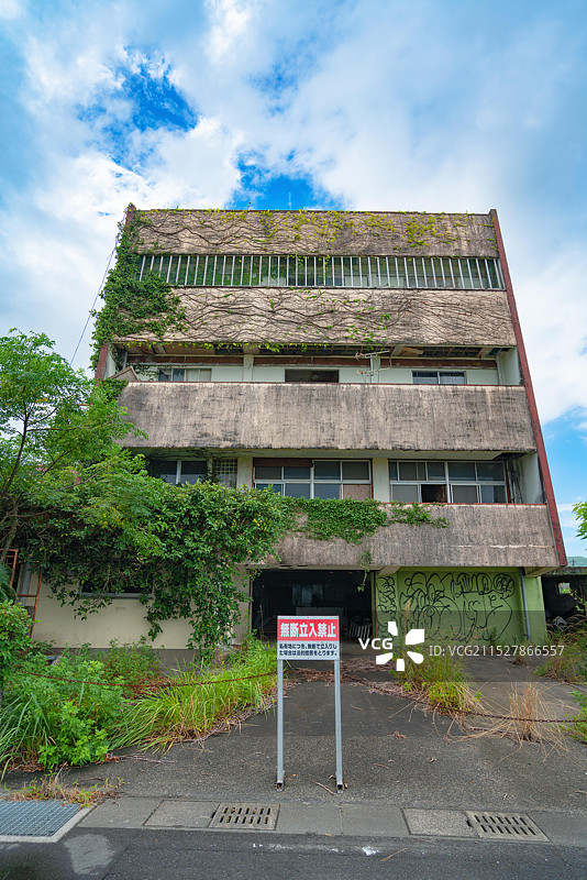 日本九州鹿儿岛县指宿市站前商店街空无一人的街景图片素材