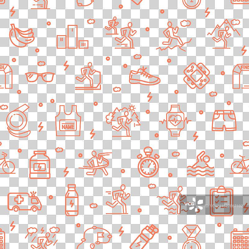 橙色马拉松标志无缝图案背景图片素材