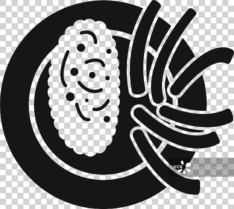 黑色图标风格的盘子与章鱼图片素材