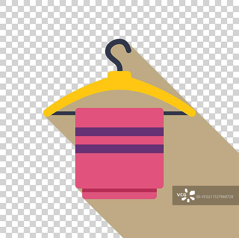 粉色毛巾挂在黄色衣架上的扁平图标图片素材