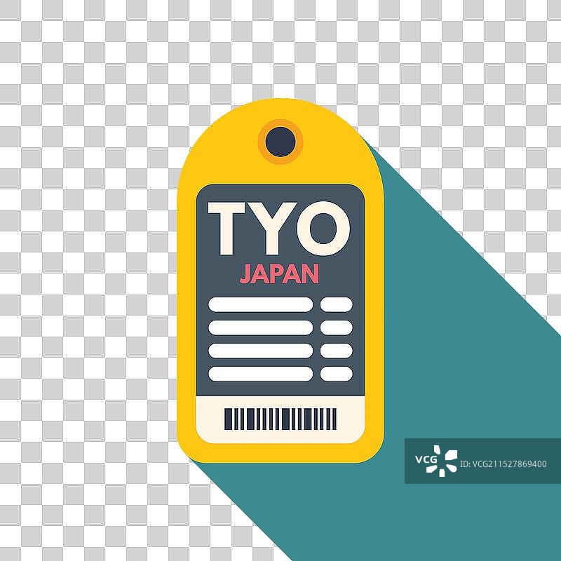 黄色行李标签，上面印有日本机场代码TYO图片素材