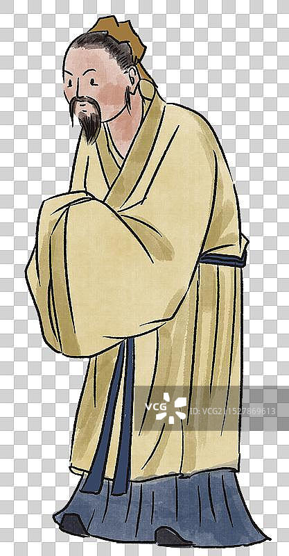 中国风新中式古风古典传统文化古装古人古代古时候历史文化春秋战国墨子卡通资讯插画图片素材