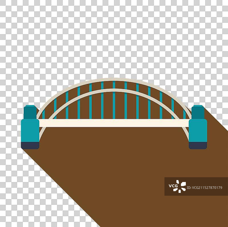 拱形桥横跨水道，投下长长的阴影图片素材