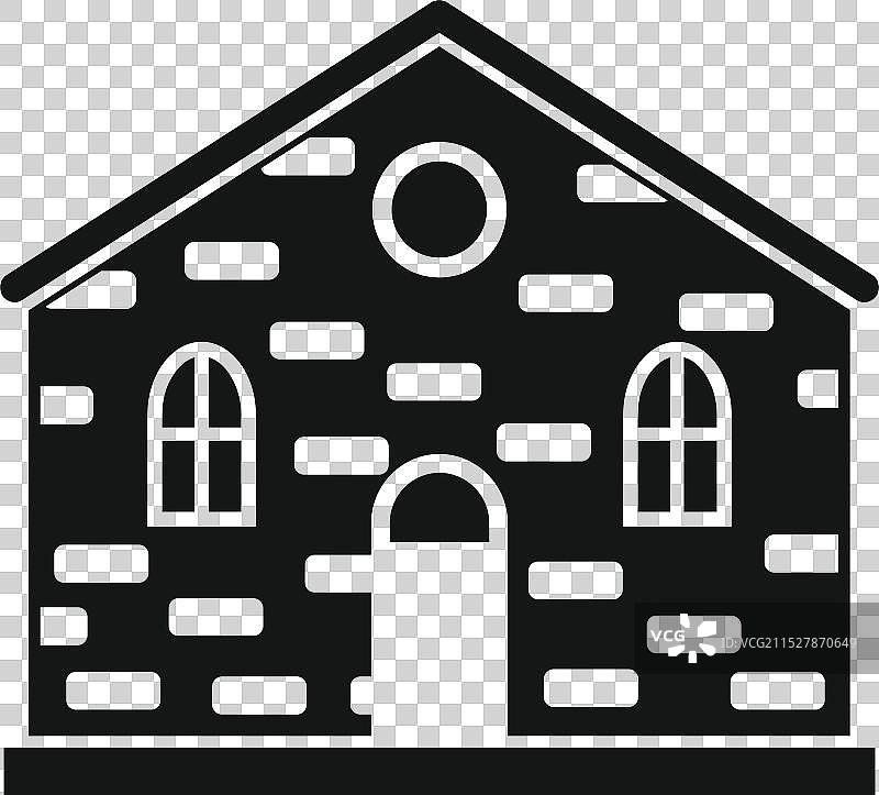 简单的小砖房立面图标，展示两个房间图片素材