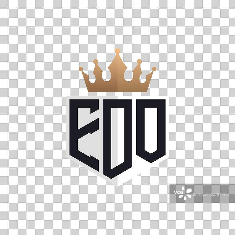 奢华的江户标志，带有皇冠和优雅的首字母Edo图片素材