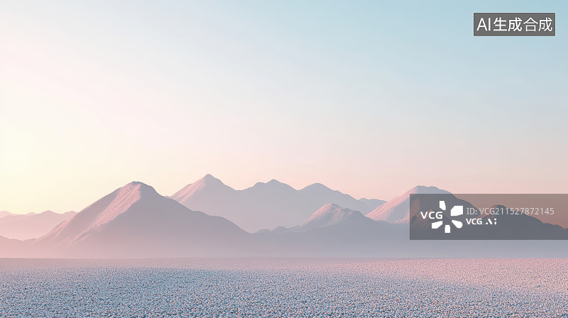 【AI数字艺术】蓝天映衬下的高原荒漠和碎石子地面图片素材