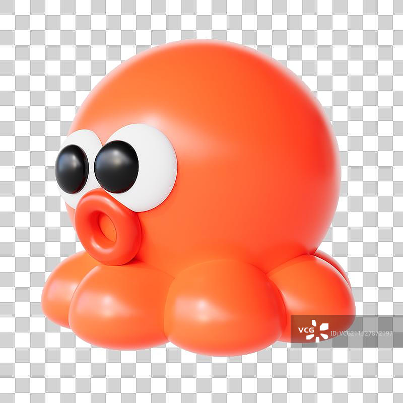 3D渲染不同角度的可爱小章鱼免扣元素图片素材