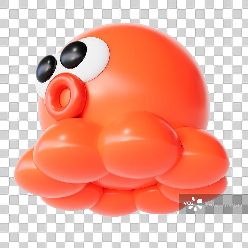 3D渲染不同角度的可爱小章鱼免扣元素图片素材