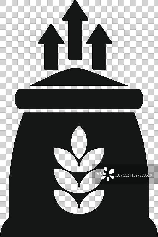 面粉价格上涨的概念，带有麻袋和向上的箭头图片素材