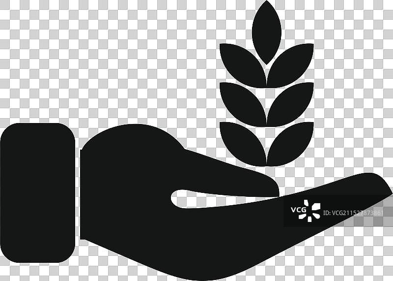 手握小麦粒图标，简约黑色风格图片素材