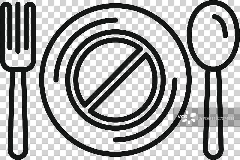 空盘子上显示间歇性停止标志图片素材