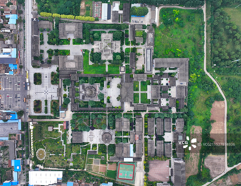 陕西省宝鸡市扶风县法门寺航拍图片素材