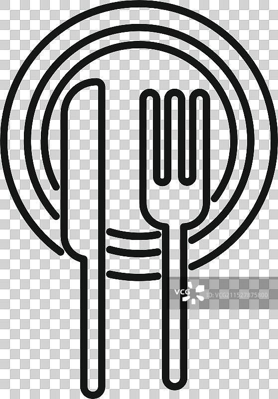 刀叉放在盘子上的图标，代表着图片素材