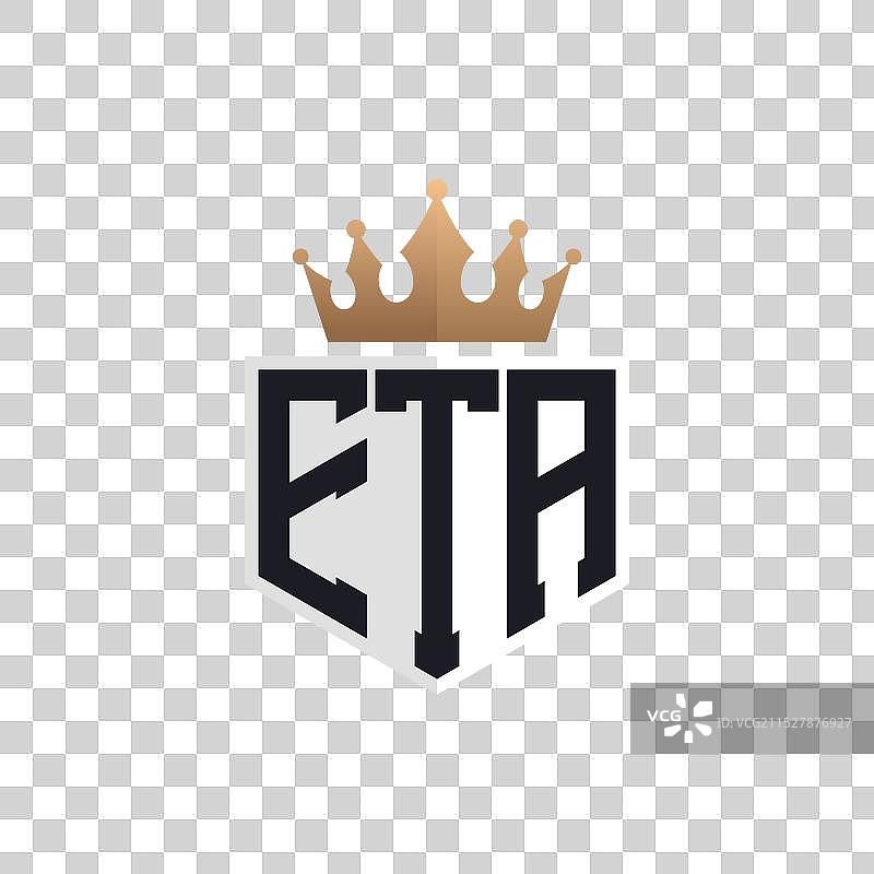 奢华的ETA标志，配有皇冠和优雅的ETA首字母图片素材
