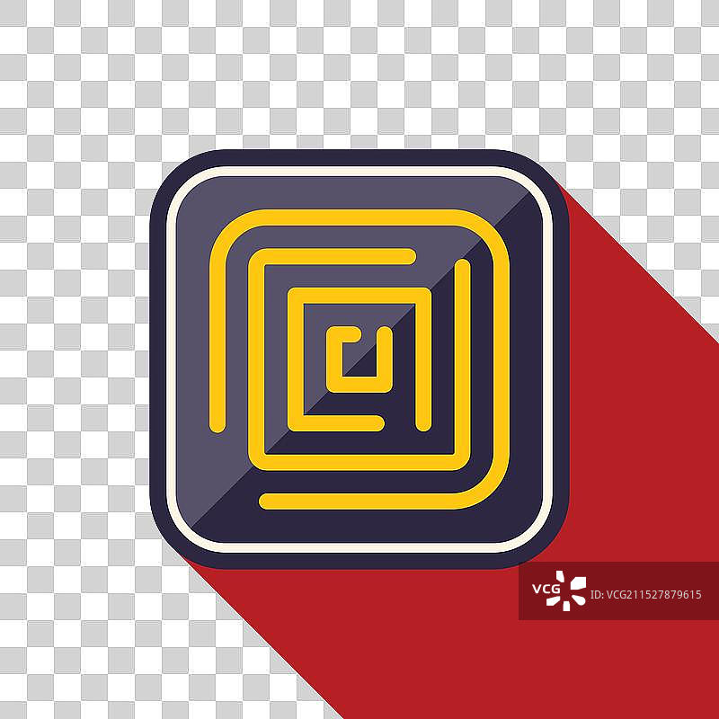 圆角正方形内的黄色方形迷宫图片素材