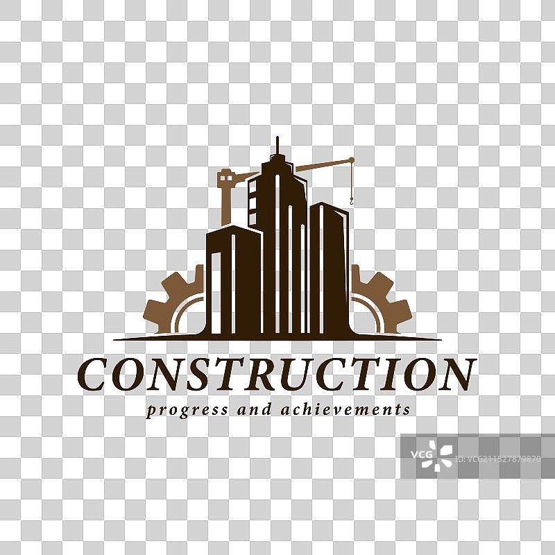 建筑与起重机复古标志模板图标图片素材