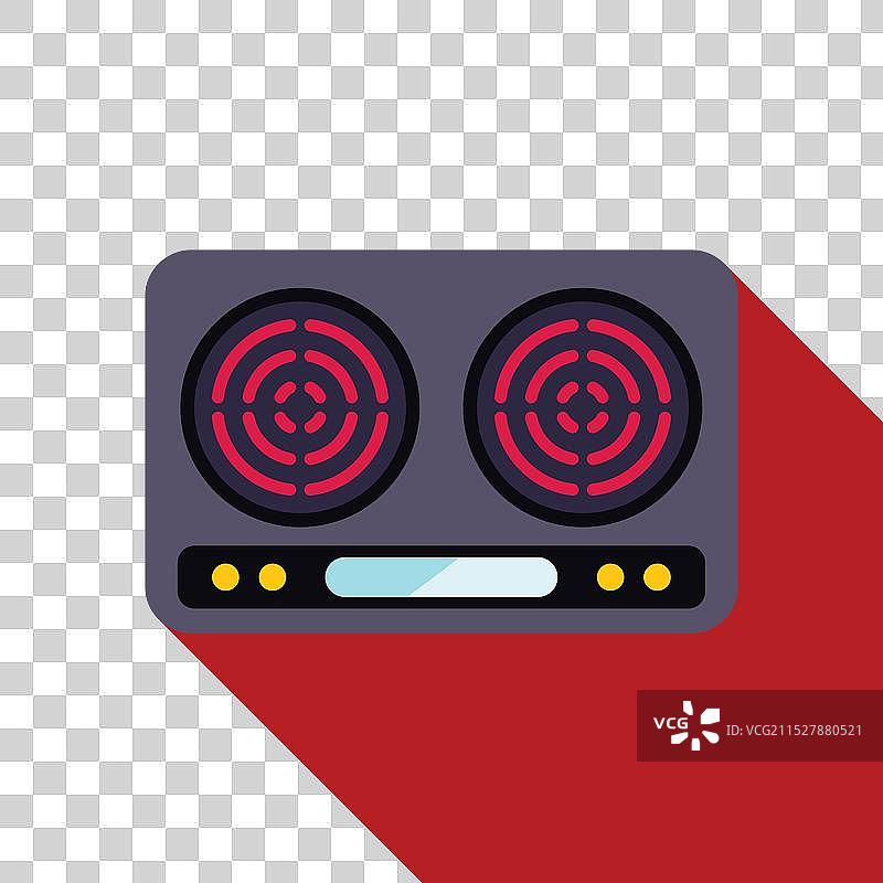 现代电炉顶部视图，两个红色热圈图片素材