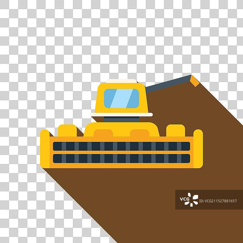 联合收割机在平坦的田野中收割小麦图片素材