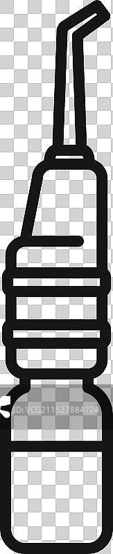 便携式露营淋浴，配有脚泵，竖立着图片素材