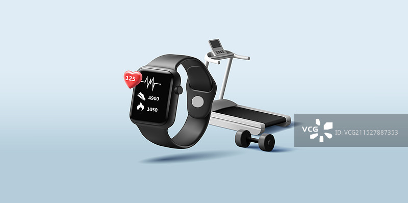 3D智能手表与跑步机图片素材